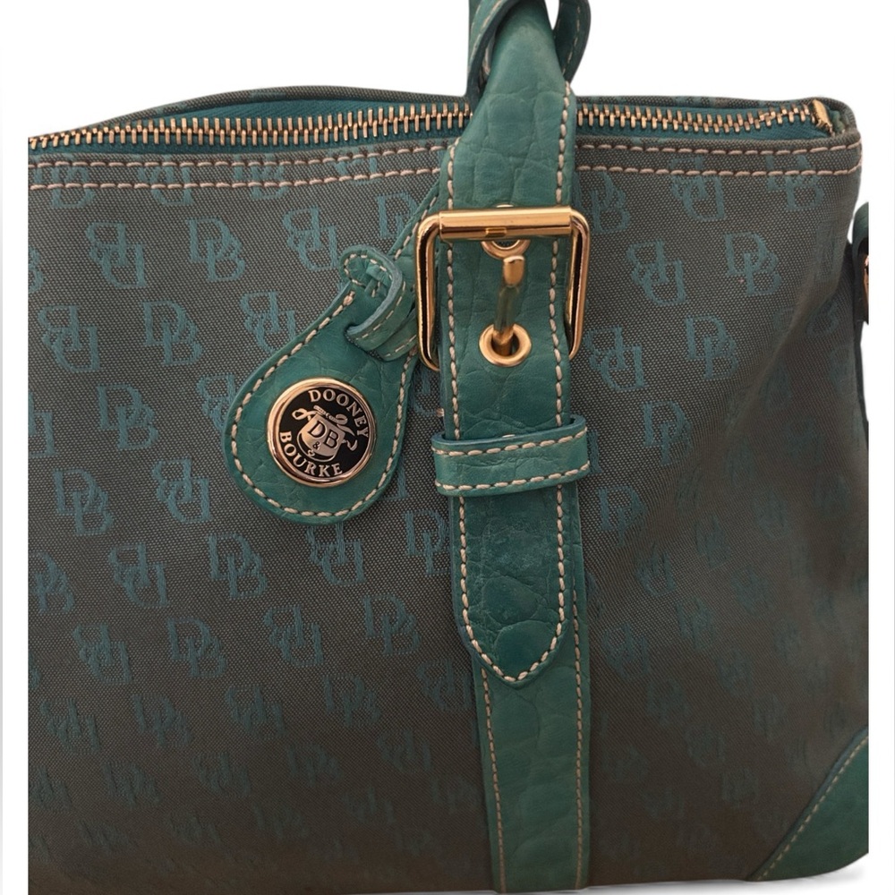 Dooney & Bourke Teal and Dark Green Satchel - Picture 2 of 8